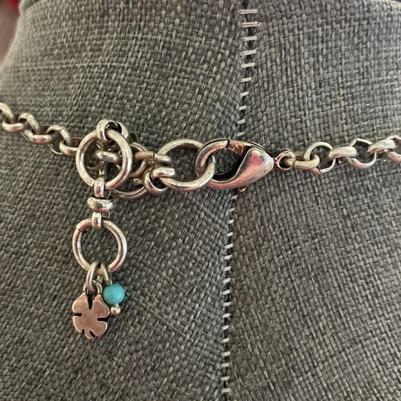 Simulated Turquoise Silver Tone Necklace - Picture 2 of 4